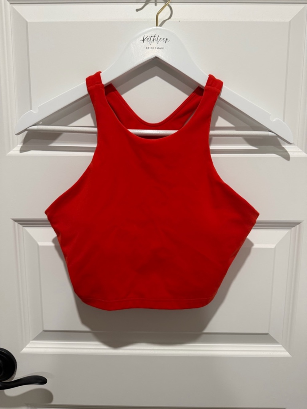 High-Neck Red Women's Cropped PB Workout Tank